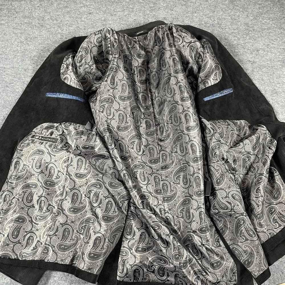 Bachrach Jacket Mens 40 R Black Corduroy Blazer Cord Sports Coat Academia Preppy